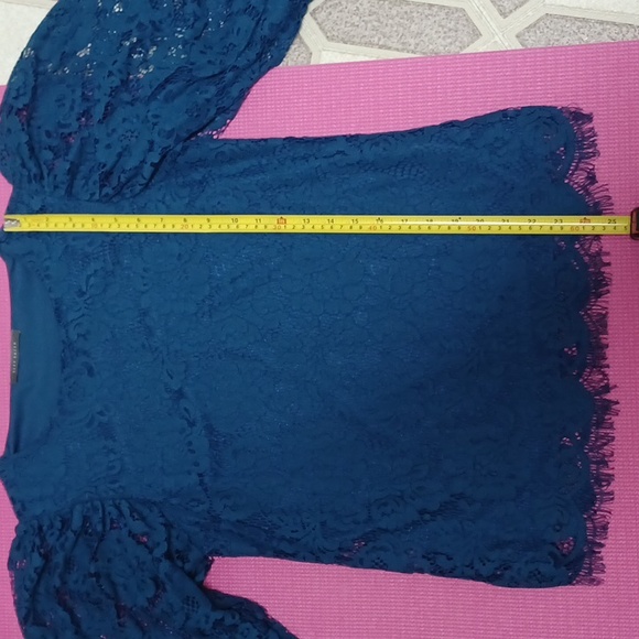 NWOT Suzy Shier Puffy Sleeves Navy blue blouse size S - Picture 8 of 14